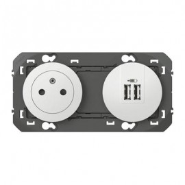 Prise de courant Surface et Module de charge USB Dooxie - Type A 3A + PC 16A - Blanc