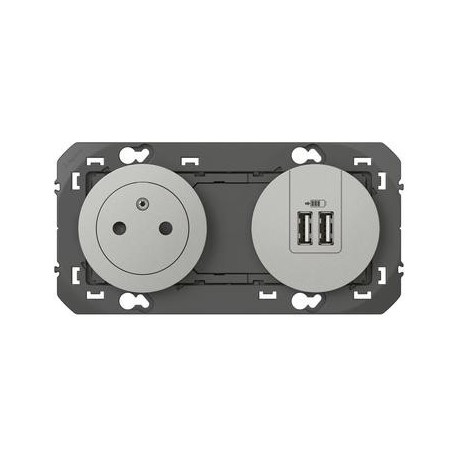 Prise de courant Surface et Module de charge USB Dooxie - Type A - 3A - Alu