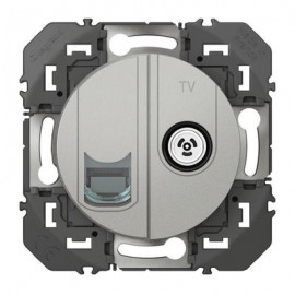 Prise de télévision et prise RJ45 Dooxie - Cat.6 STP - Alu