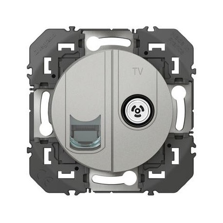 Prise de télévision et prise RJ45 Dooxie - Cat.6 STP - Alu