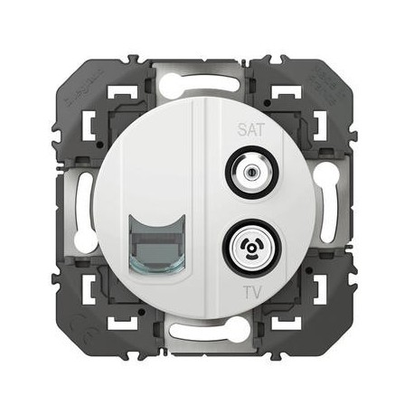 Prise TV-SAT et prise RJ45 Dooxie - Cat.6 STP - Blanc