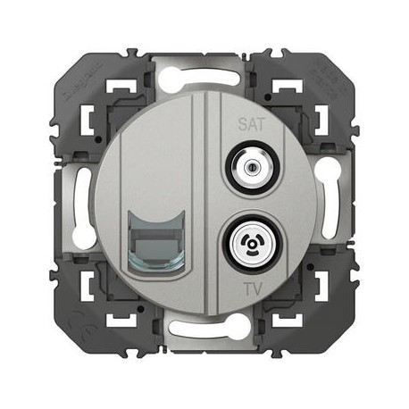 Prise TV-SAT et prise RJ45 Dooxie - Cat.6 STP - Alu