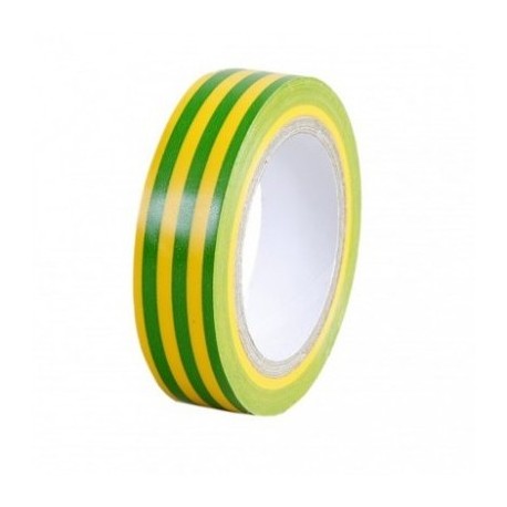 Ruban adhésif PVC Isoel - Vert  et jaune - 10m x 15mm