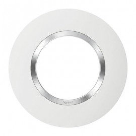 Plaque ronde Dooxie - 1 poste - Blanc bague effet chromé