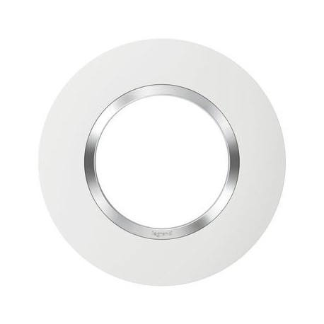Plaque ronde Dooxie - 1 poste - Blanc bague effet chromé
