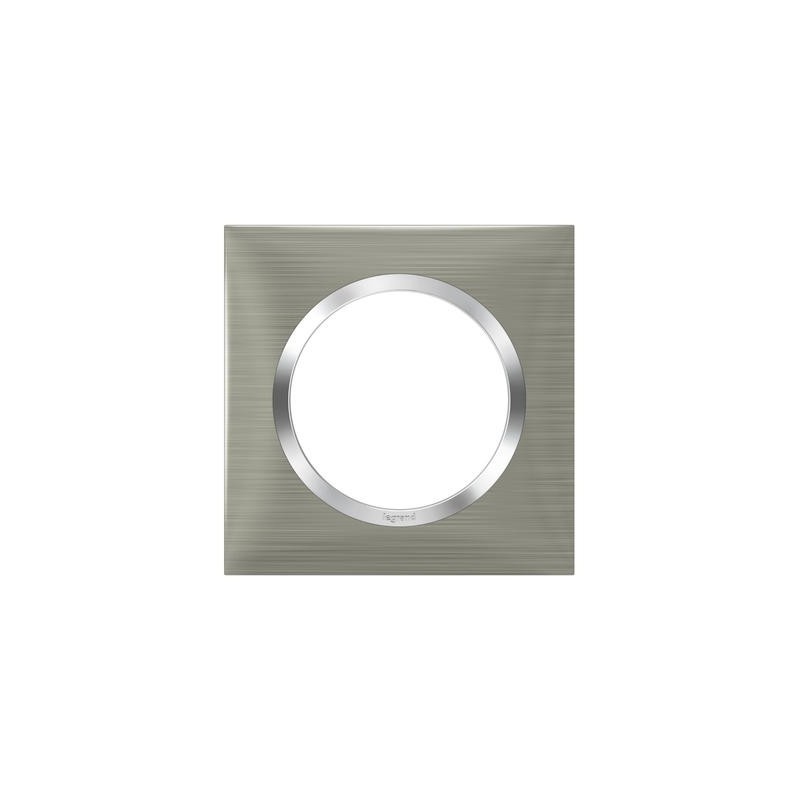 Plaque de finition carrée Dooxie - 3 postes - effet inox brossé - LEGRAND