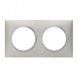 Plaque carrée Dooxie - 2 postes - Entraxe 71mm - Effet aluminium