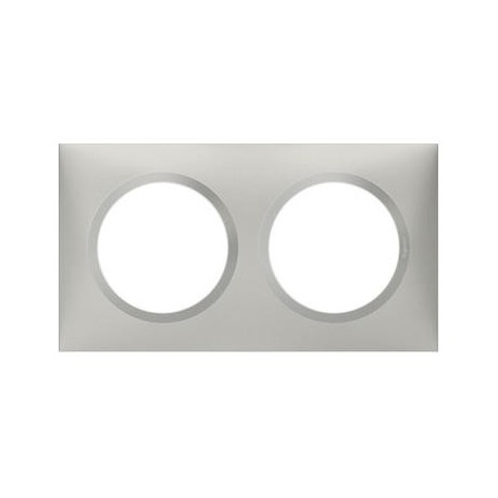 Plaque carrée Dooxie - 2 postes - Entraxe 71mm - Effet aluminium