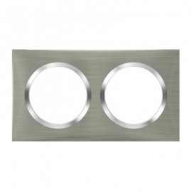 Plaque carrée Dooxie - 2 postes - Entraxe 71mm - Effet inox brossé