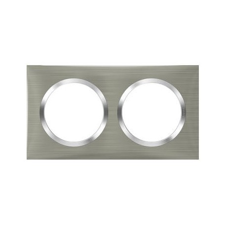 Plaque carrée Dooxie - 2 postes - Entraxe 71mm - Effet inox brossé