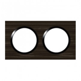 Plaque carrée Dooxie - 2 postes - Entraxe 71mm - Effet bois ébène