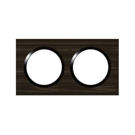 Plaque carrée Dooxie - 2 postes - Entraxe 71mm - Effet bois ébène