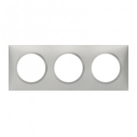 Plaque carrée Dooxie - 3 postes - Entraxe 71mm - Effet aluminium