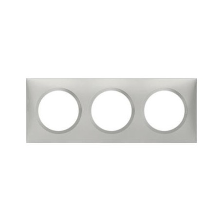 Plaque carrée Dooxie - 3 postes - Entraxe 71mm - Effet aluminium