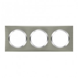 Plaque carrée Dooxie - 3 postes - Entraxe 71mm - inox brossé