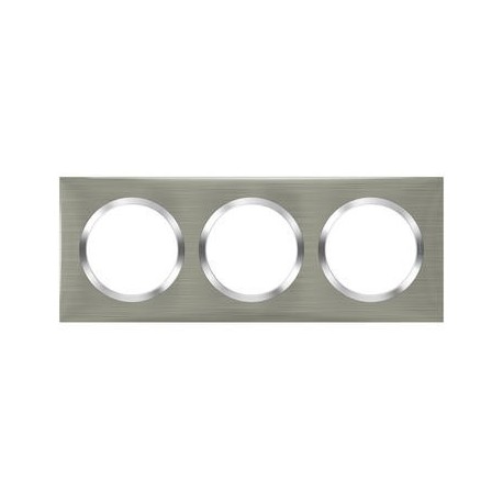 Plaque carrée Dooxie - 3 postes - Entraxe 71mm - inox brossé