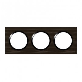 Plaque carrée Dooxie - 3 postes - Entraxe 71mm - Effet bois ébène