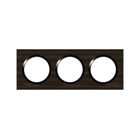 Plaque carrée Dooxie - 3 postes - Entraxe 71mm - Effet bois ébène