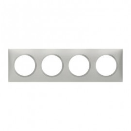 Plaque carrée Dooxie - 4 postes - Entraxe 71mm - Effet aluminium