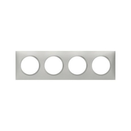 Plaque carrée Dooxie - 4 postes - Entraxe 71mm - Effet aluminium