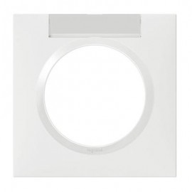 Plaque carrée avec porte-étiquette monobloc Dooxie - 1 poste- Blanc