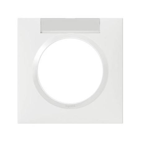 Plaque carrée avec porte-étiquette monobloc Dooxie - 1 poste- Blanc