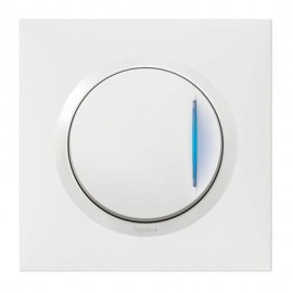 Poussoir lumineux complet Dooxie One - 1 poste - 6A - 250V - Blanc