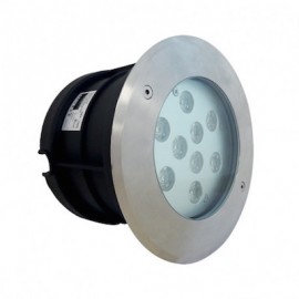 Spot LED encastrable sol rond - 10W - 4500°K - Inox