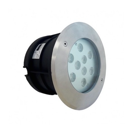 Spot LED encastrable sol rond - 10W - 4500°K - Inox