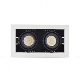 Spot Cardan orientable - 2x10W - 3000K - 2x900lm - Non dimmable - Avec ampoule - Blanc