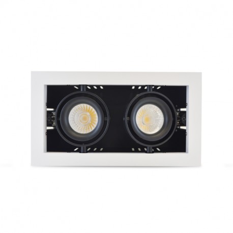 Spot Cardan orientable - 2x10W - 3000K - 2x900lm - Non dimmable - Avec ampoule - Blanc