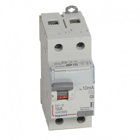 Interrupteur différentiel - 10A - 30mA - Type AC - 230V - Vis/vis - Haut/bas
