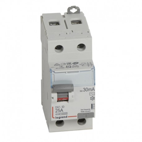 Interrupteur différentiel - 25A - 30mA - Type AC - 230V - Vis/vis - Haut/bas