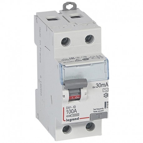 Interrupteur différentiel - 100A - 30mA - Type AC - 230V - Vis/vis - Haut/Bas