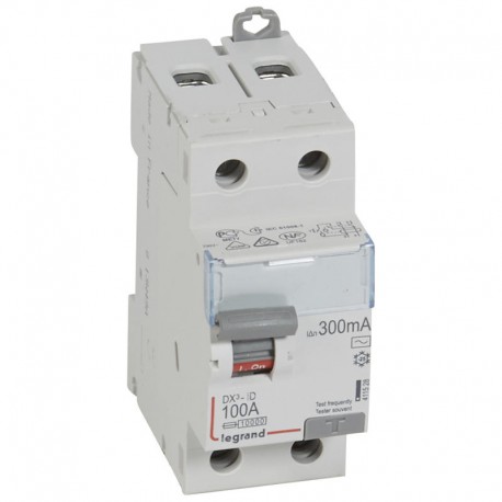 Interrupteur différentiel DX³ ID - Vis/Vis 2P - 230V~ 100A - TypeAC - 300mA - Arrivée haute et départ bas - 2M