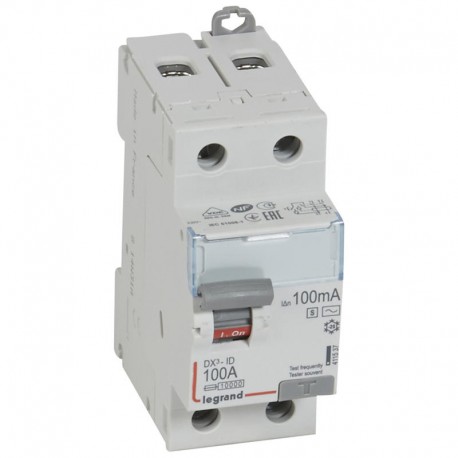 Interrupteur différentiel - 100A - 100mA - Type AC - 230V - Vis/vis - Haut/bas - Sélectif