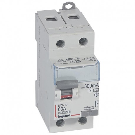 Interrupteur différentiel - 63A - 300mA - Type AC - 230V - Vis/vis - Haut/bas