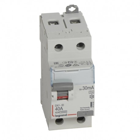 Interrupteur différentiel DX³ ID - Vis/Vis 2P - 230V~ 40A - TypeA - 30mA - Arrivée haute et départ bas - 2M