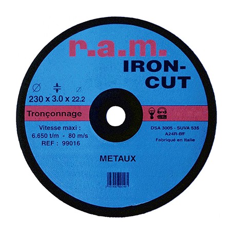 Disque abrasif IRON-CUT - ø230cm - Epaisseur 3.2mm