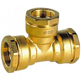Raccord en T laiton pour PE - D: 25mm