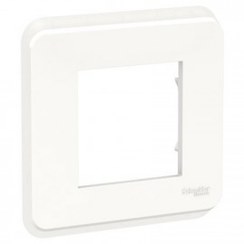 Plaque Unica Pro - Blanc avec liseré transparent - 2 modules - 1 poste