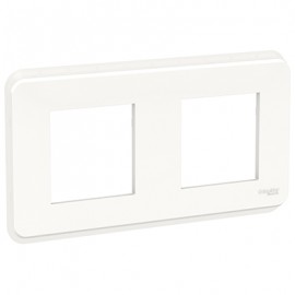 Plaque Unica Pro - Blanc avec liseré transparent - 2x2 modules - 2 postes
