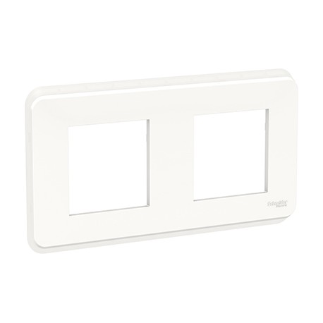 Plaque Unica Pro - Blanc avec liseré transparent - 2x2 modules - 2 postes