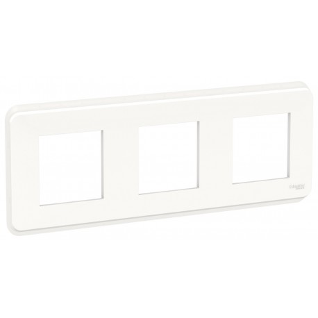 Plaque Unica Pro - Blanc avec liseré transparent - 3x2 modules - 3 postes