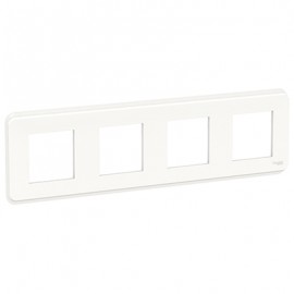 Plaque Unica Pro - Blanc avec liseré transparent - 4x2 modules - 4 postes