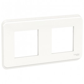 Plaque Unica Pro - Blanc antimicrobien - Liseré blanc - 2x2 modules - 2 postes