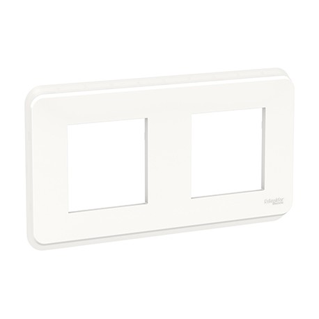 Plaque Unica Pro - Blanc antimicrobien - Liseré blanc - 2x2 modules - 2 postes