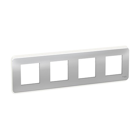 Plaque Unica Pro - Aluminium avec liseré transparent - 4x2 modules - 4 postes