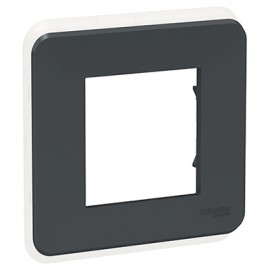 Plaque Unica Pro - Anthracite avec liseré transparent - 2 modules - 1 poste