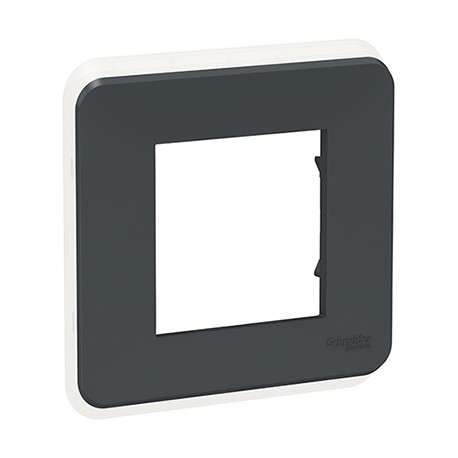 Plaque Unica Pro - Anthracite avec liseré transparent - 2 modules - 1 poste
